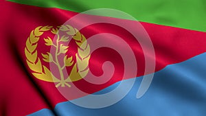 Eritrea Flag. Waving Fabric Satin Texture of the Flag of Eritrea 3D illustration