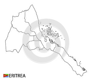 Eritrea map, black and white detailed outline regions of the country