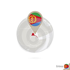 Eritrea map and flag in circle. Map of Eritrea, Eritrea flag pin