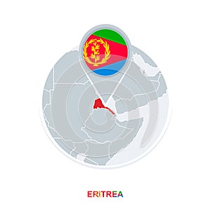 Eritrea map and flag, vector map icon with highlighted Eritrea