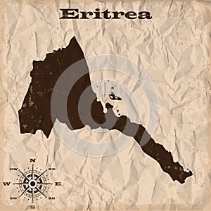 Eritrea old map with grunge and crumpled paper. Vector illustration photo