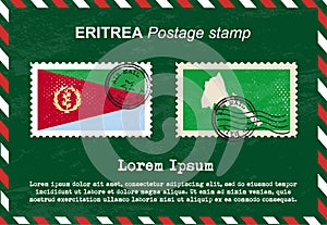 Eritrea postage stamp, vintage stamp, air mail envelope.