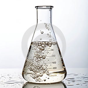 Erlenmeyer Flask with Liquid and Bubbles