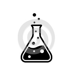 Erlenmeyer flask silhouette icon. Clipart image