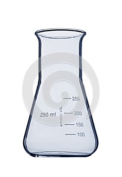 Erlenmeyer flask test tube 250 ml isolated on white