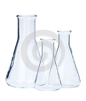 Erlenmeyer flasks of various size