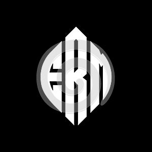 ERM circle letter logo design with circle and ellipse shape. ERM ellipse letters with typographic style. The three initials form a