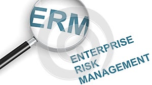 ERM , enterprise risk management, word under magnifying glass