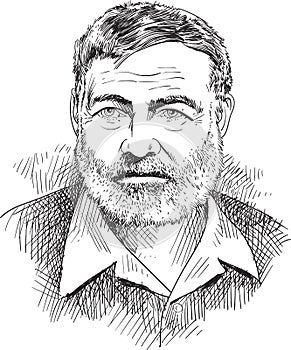 Ernest Hemingway portrait, vector