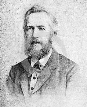 The Ernst Heinrich Philipp August Haeckel`s portrait, a German zoologist in the old book The main ideas of zoology, by E. Perier, photo