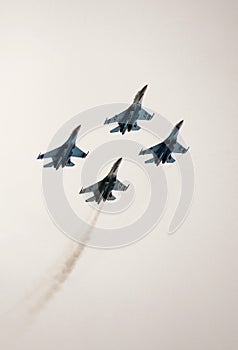 Ðerobatic teams Falcons Of Russia on planes Su-27