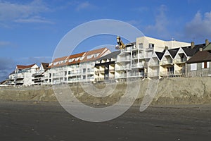 Eroded beach and constructions