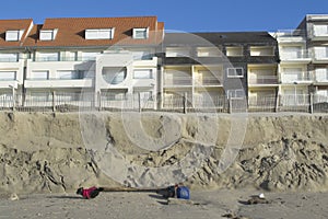 Eroded beach and constructions