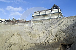 Eroded beach and constructions