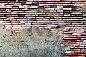 Eroded brick wall