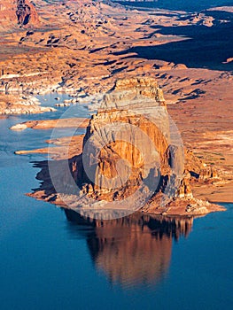 Eroded Butte On Shore Of Lake Powell