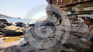 Eroded Cliff Face at Avoca Beach near the Rock Platform New South Wales Australia