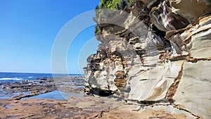 Eroded Cliff Face at Avoca Beach near the Rock Platform New South Wales Australia