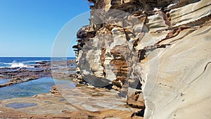 Eroded Cliff Face at Avoca Beach near the Rock Platform New South Wales Australia