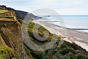 Eroded Cliff-face and Beach, Overstrand, Cromer, Norfolk, UK