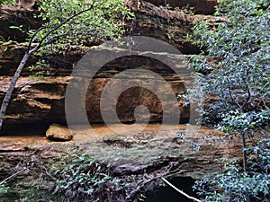 Eroded cliff wall on the Grand Canyon Track in the Blue Mountains