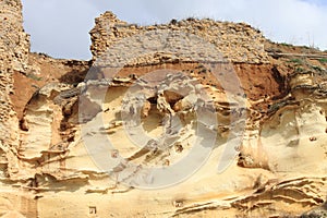 Eroded cliffs on the beach of Anzio