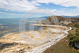 Eroded cliffs at Kaikoura Peninsula coastline, New Zealand