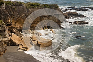 Eroded cliffs in Paparoa National Park