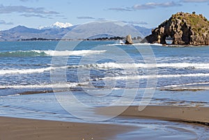 Eroded cliffs at Whites Bay beach near Rarangi, Marlborough, New Zealand