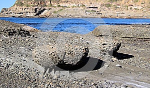 Eroded Conglomerate Rock Formation on Frazer Beach Australia