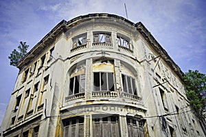 Eroded facade of former Capitolio Theater aka Campoamor building