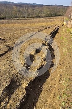 Eroded field soil erosion