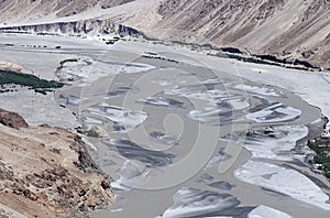 Eroded landscape Shyok river photo