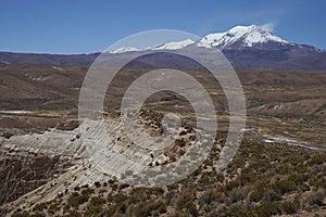 Eroded river valley on the Altiplano of Chile