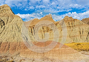 Eroded Rock Formations Along The Badlands Loop Road