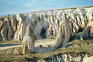 Eroded rock formations in Cappadocia