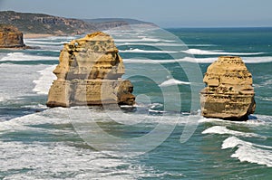 Eroded rock formations at the Twelve Apostles
