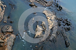 Eroded rock in a river bed