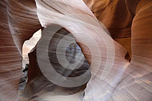 Eroded sandstone arch, Lower Antelope Canyon, Hasdestwazi, LeChee Chapter, Navajo Nation, Arizona photo