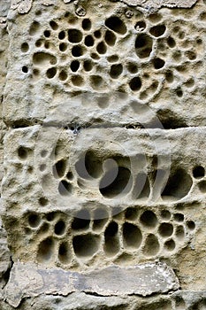 Eroded stone wall