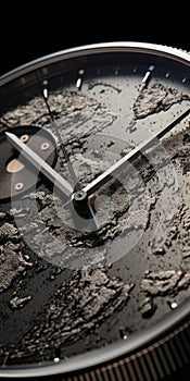 Eroded Surfaces Meticulously Crafted Hourly Timepiece With Dark Composition
