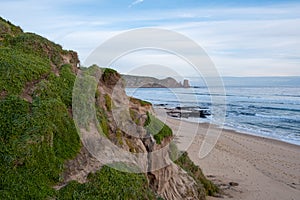 Eroding cliffs near scenic beach on Mornington.