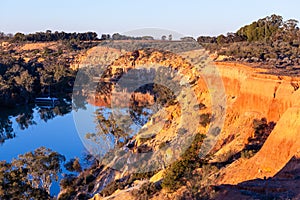 Eroding sandstone cliffs over Murray River.