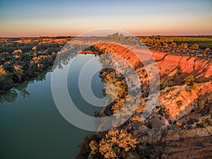 Eroding sandstone cliffs over Murray River.