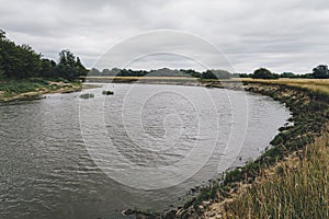 Erosion on the bank of a meandering river Bug