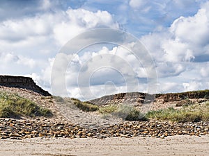 Erosion of cliffs at cambois, Northumberland, UK