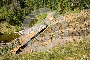 Erosion control on a slope landscape project
