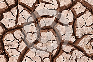 Erosion, dry and ground with cracks, nature and landscape with environment, dust and soil. Empty, barren and drought