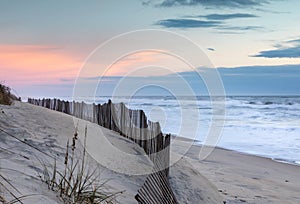 Nags Head NC Erosion Fencing Beach at Sunrise photo