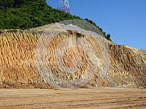 Erosion at ground and slopes is caused by rainfall. The soil structure is weak and there are landslide.